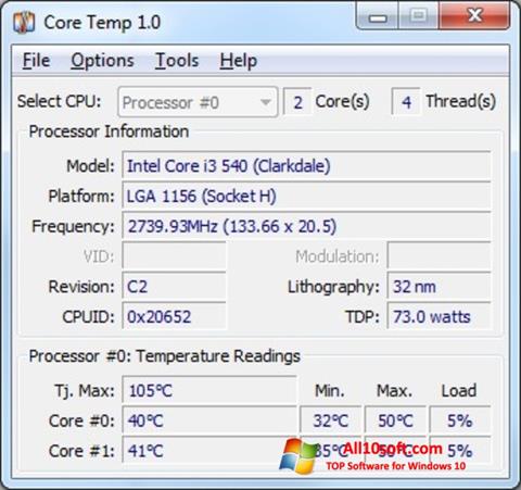 Screenshot Core Temp Windows 10