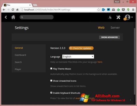 Screenshot Plex Media Server Windows 10