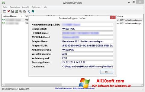 Screenshot WirelessKeyView Windows 10