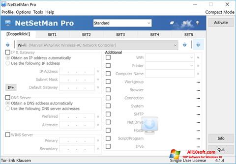 Screenshot NetSetMan Windows 10