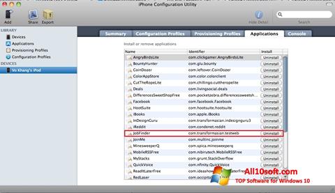Screenshot iPhone Configuration Utility Windows 10