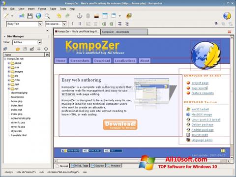 Screenshot KompoZer Windows 10